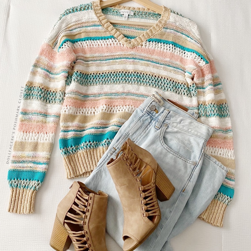 Olivia Sky Colorful Crochet Sweater
